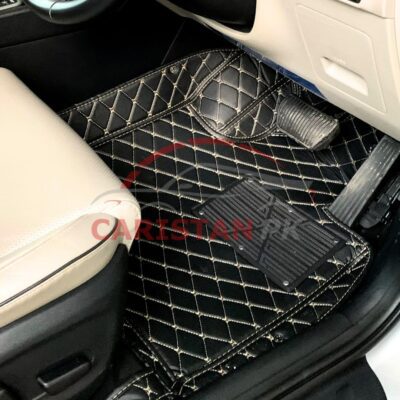 Hyundai Elantra 7D Floor Mats Black With Beige Stitch