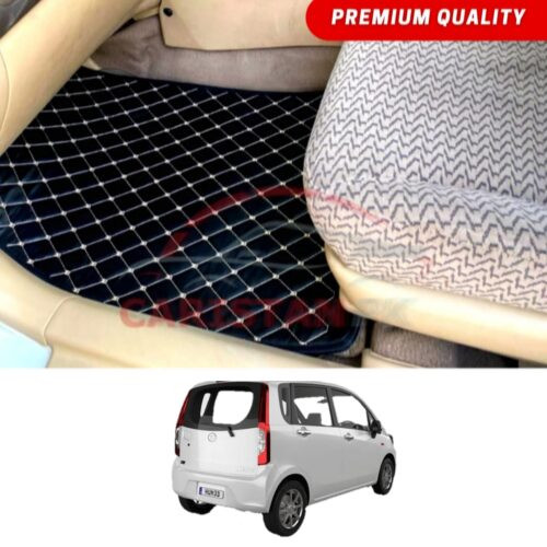 Daihatsu Move Flat Style 7D Floor Mats Black With Beige Stitch 2009-14