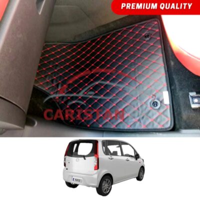 Daihatsu Move Flat Style 7D Floor Mats Black With Red Stitch 2009-14