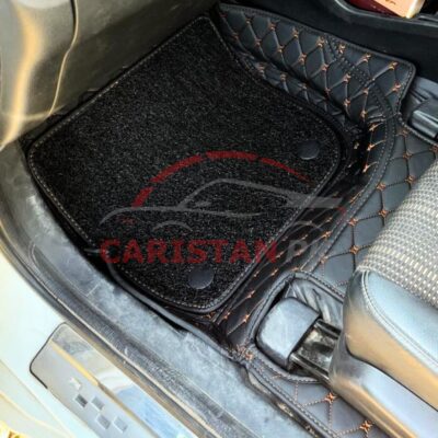 Honda City Premium 9D Floor Mats Black With Orange Stitch 2022 Model & Onwards