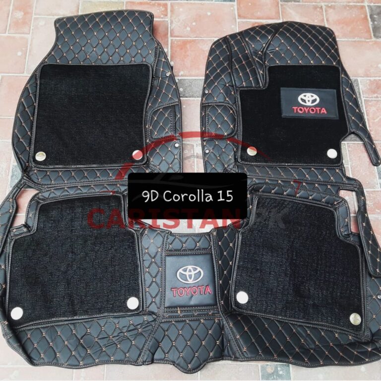 Toyota Corolla Premium 9D Floor Mats Black With Orange Stitch 2014-24 1