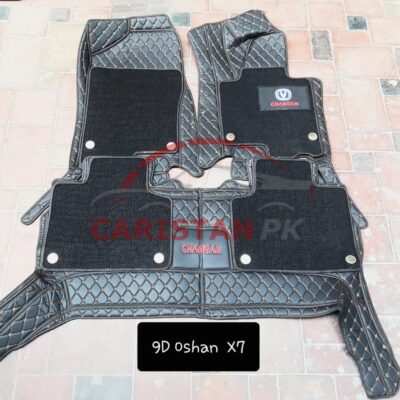 Changan Oshan X7 Premium 9D Floor Mats Black With Orange Stitch