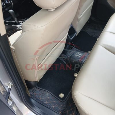 Honda City Premium 9D Floor Mats Black With Orange Stitch 2022 Model & Onwards