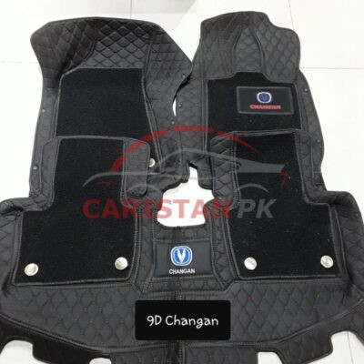 Changan Alsvin Premium 9D Floor Mats Black With Orange Stitch 1
