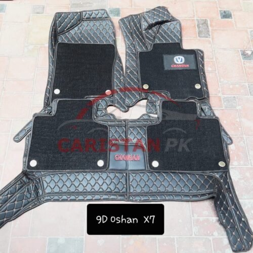 Changan Oshan X7 Premium 9D Floor Mats Black With Orange Stitch 1