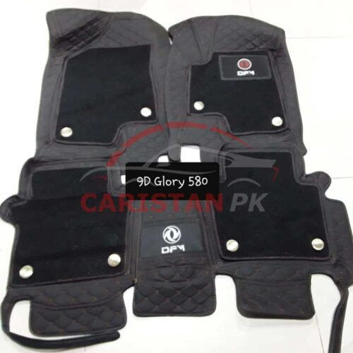 DFSK Glory 580 Pro Premium 9D Floor Mats Black With Orange Stitch 1