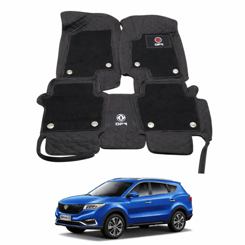 DFSK Glory 580 Pro Premium 9D Floor Mats Black With Orange Stitch DFSK Glory 580 Pro Premium 9D Floor Mats Black With Orange Stitch