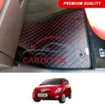 FAW V2 Flat Style 7D Floor Mats Black With Red Stitch