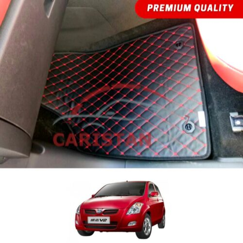 FAW V2 Flat Style 7D Floor Mats Black With Red Stitch