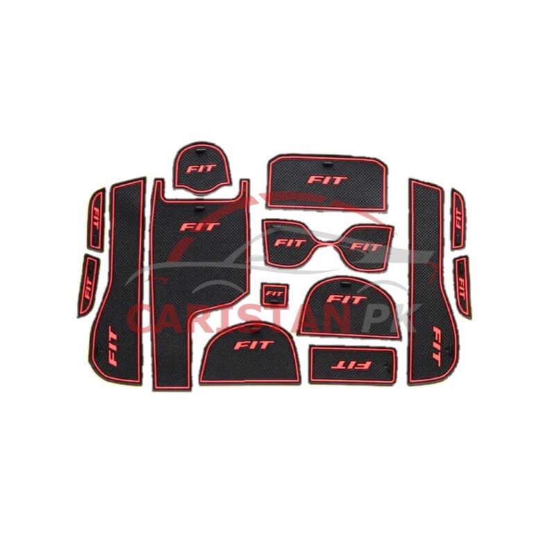 Honda Fit PVC Non-Slip Interior Protection Mats Red 2014-19 Honda Fit PVC Non-Slip Interior Protection Mats Red 2014-19