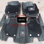 Honda HRV Premium 9D Floor Mats Black With Orange Stitch 1