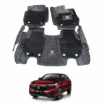 Honda HRV Premium 9D Floor Mats Black With Orange Stitch