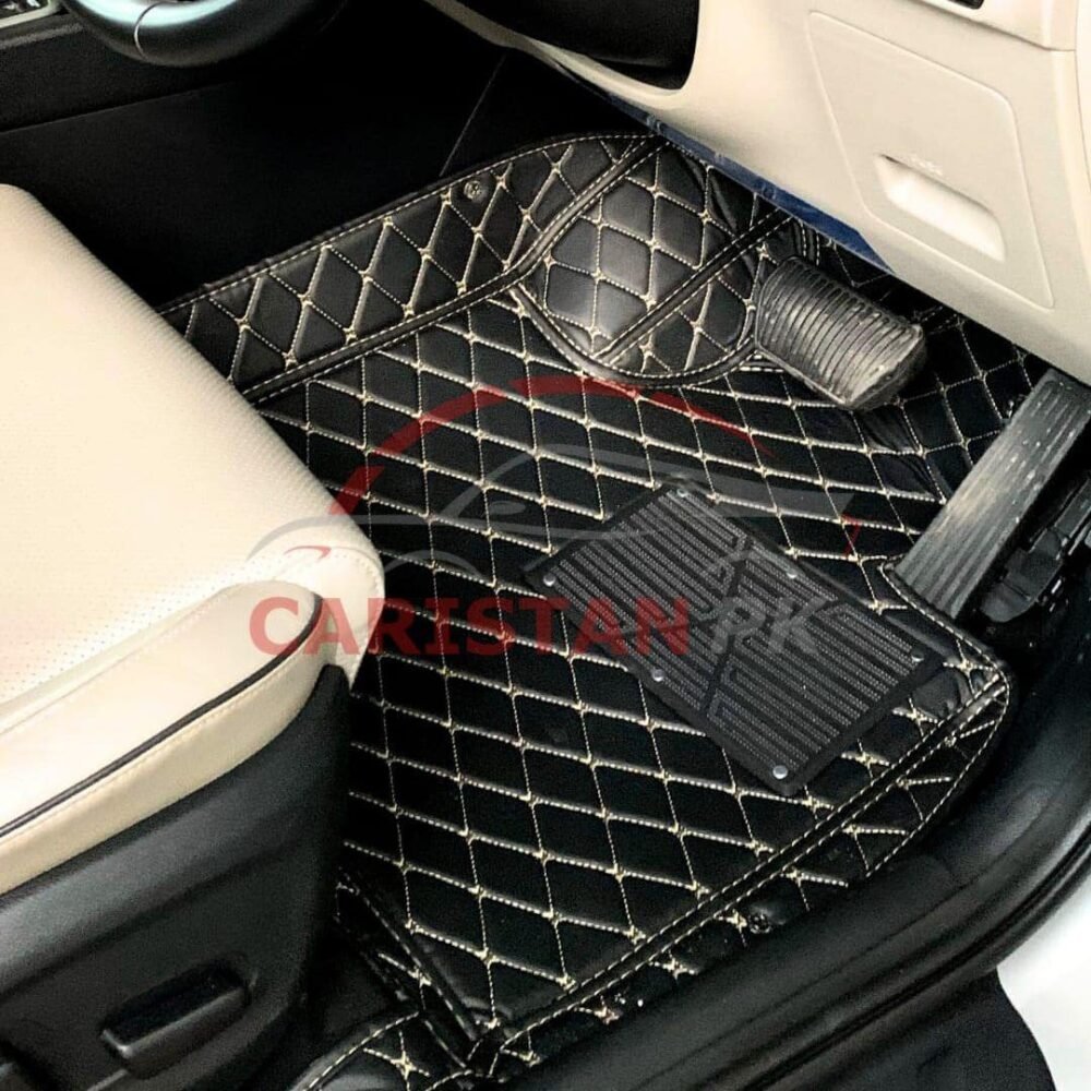 Hyundai Elantra 7D Floor Mats Black With Beige Stitch Hyundai Elantra 7D Floor Mats Black With Beige Stitch
