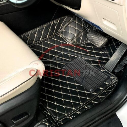 KIA Sorento 7D Floor Mats Black With Beige Stitch