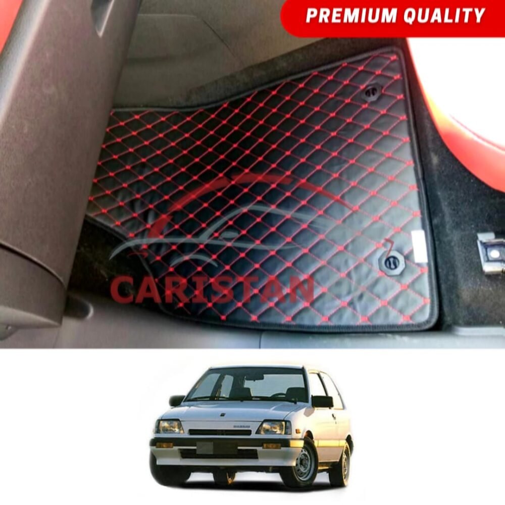 Suzuki Khyber Flat Style 7D Floor Mats Black With Red Stitch