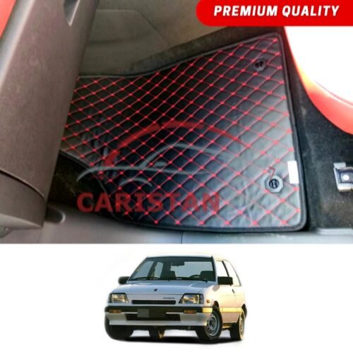 Suzuki Khyber Flat Style 7D Floor Mats Black With Red Stitch