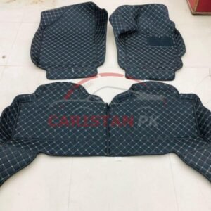 Toyota Aqua 7D Floor Mats Black With Beige Stitch 2011-16 1