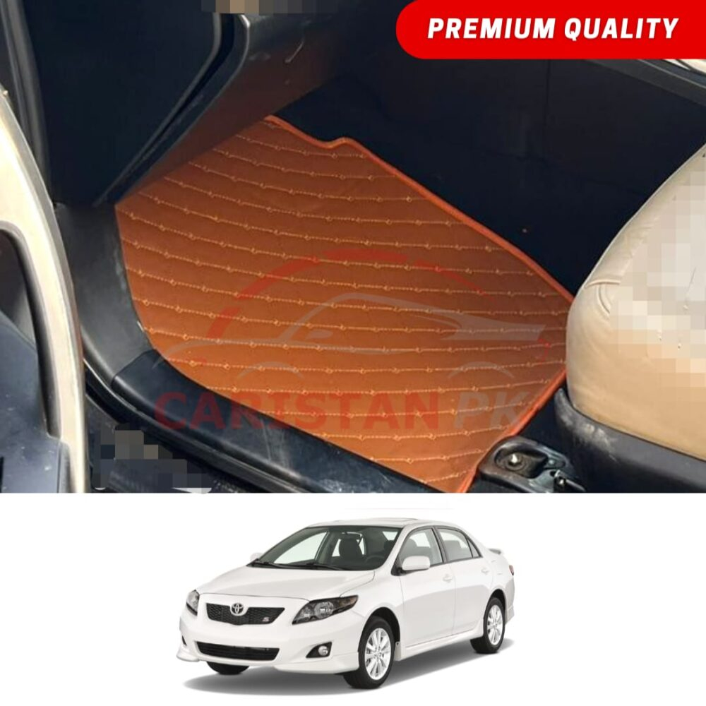 Toyota Corolla Flat Style 7D Floor Mats Royal Orange 2009-10