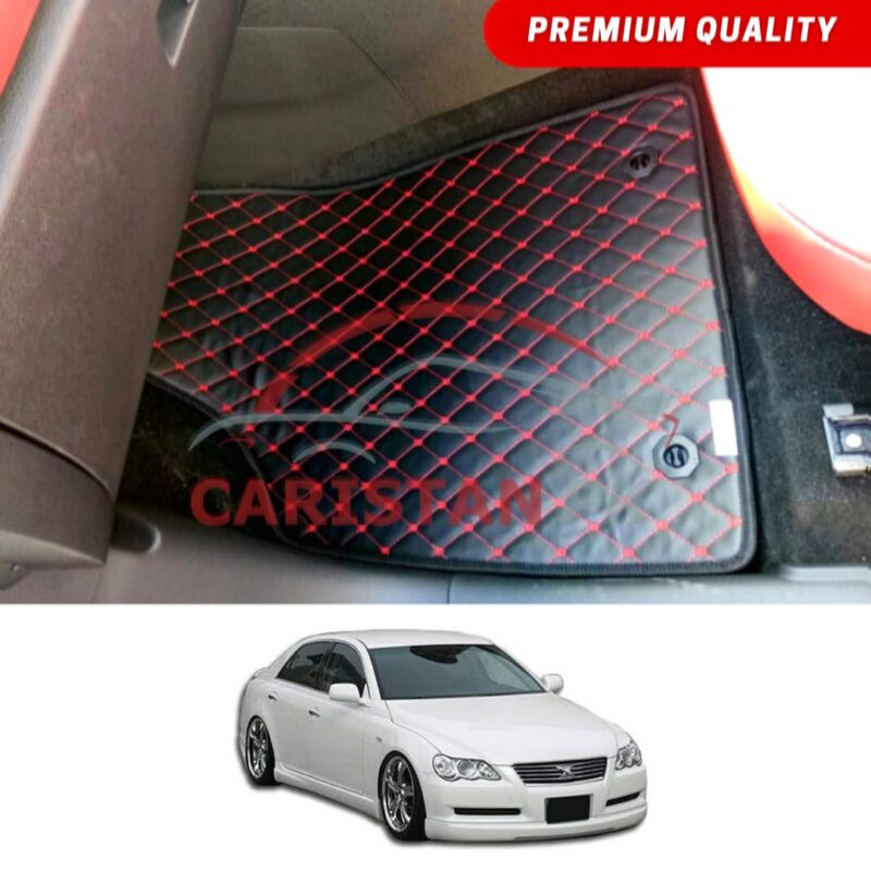 Toyota Mark X Flat Style 7D Floor Mats Black With Red Stitch 2004-10 Toyota Mark X Flat Style 7D Floor Mats Black With Red Stitch 2004-10