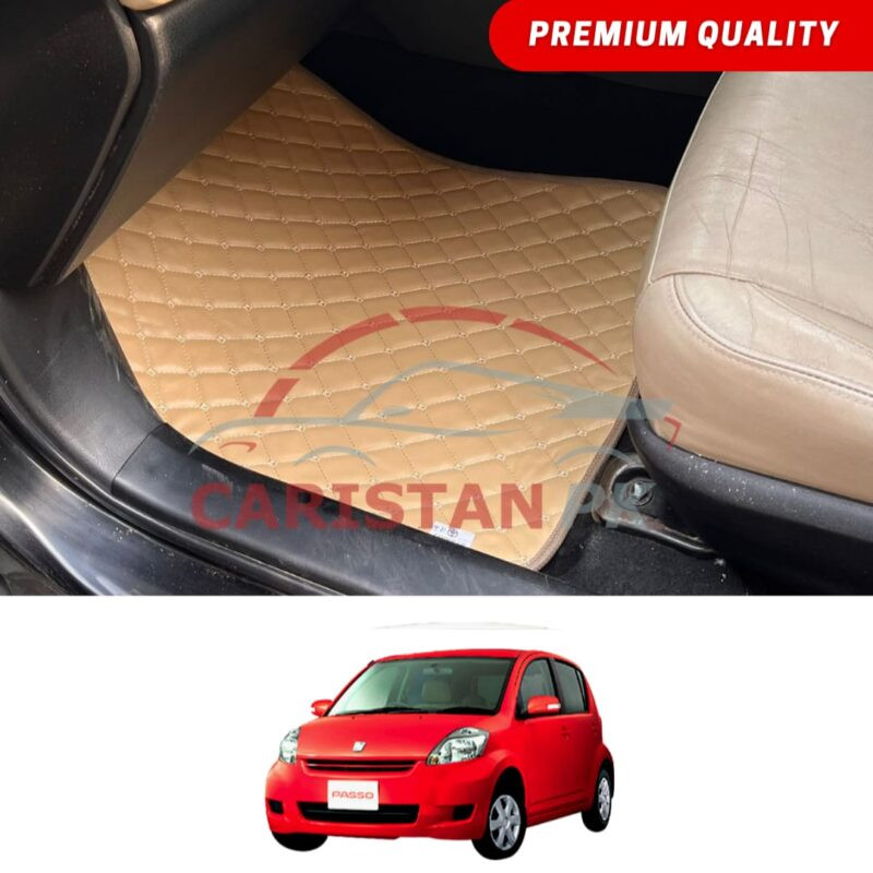 Toyota Passo Flat Style 7D Floor Mats Beige Stitch 2003-09 Toyota Passo Flat Style 7D Floor Mats Beige Stitch 2003-09