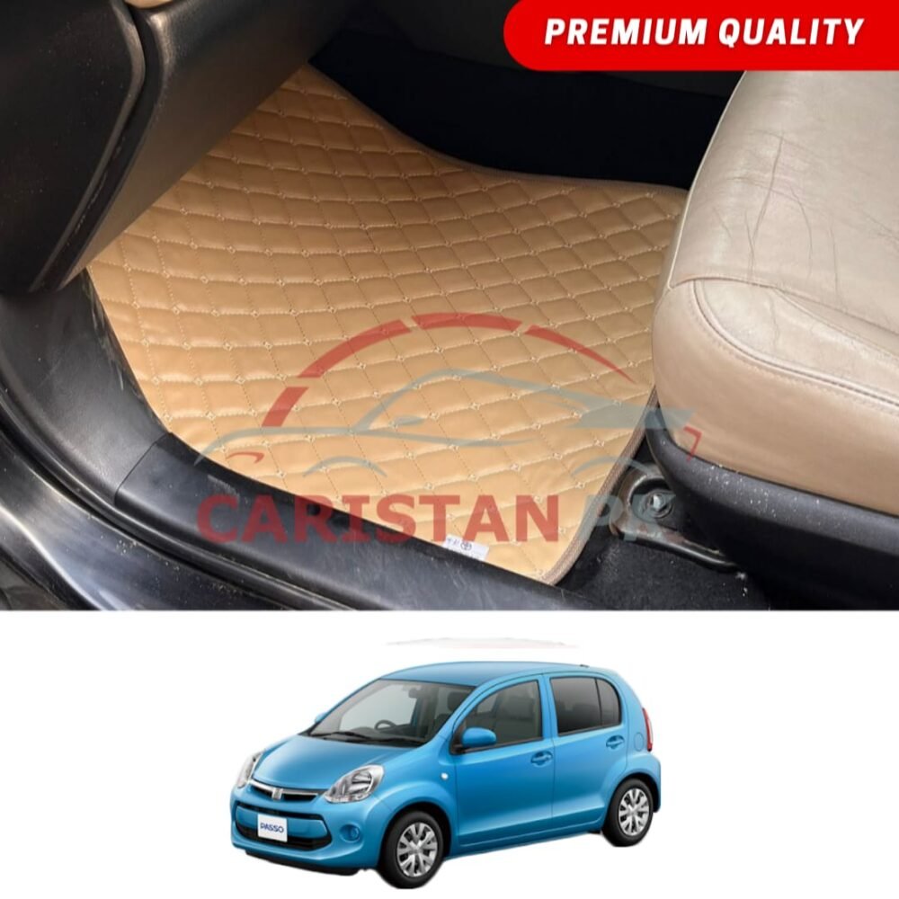 Toyota Passo Flat Style 7D Floor Mats Beige Stitch 2011-16