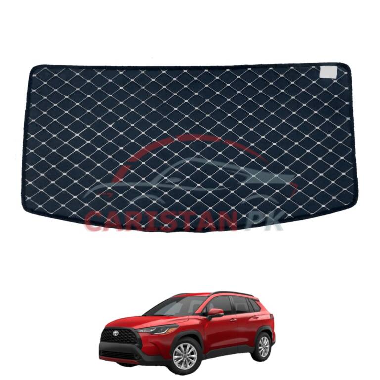 Toyota Corolla Cross 7D Trunk Protection Mat Black With Beige Stitch