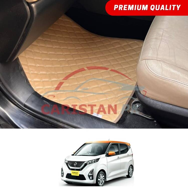 Nissan Dayz Flat Style 7D Floor Mats Beige Stitch 2019-24