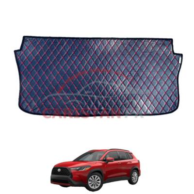 Toyota Corolla Cross 7D Trunk Protection Mat Black With Red Stitch