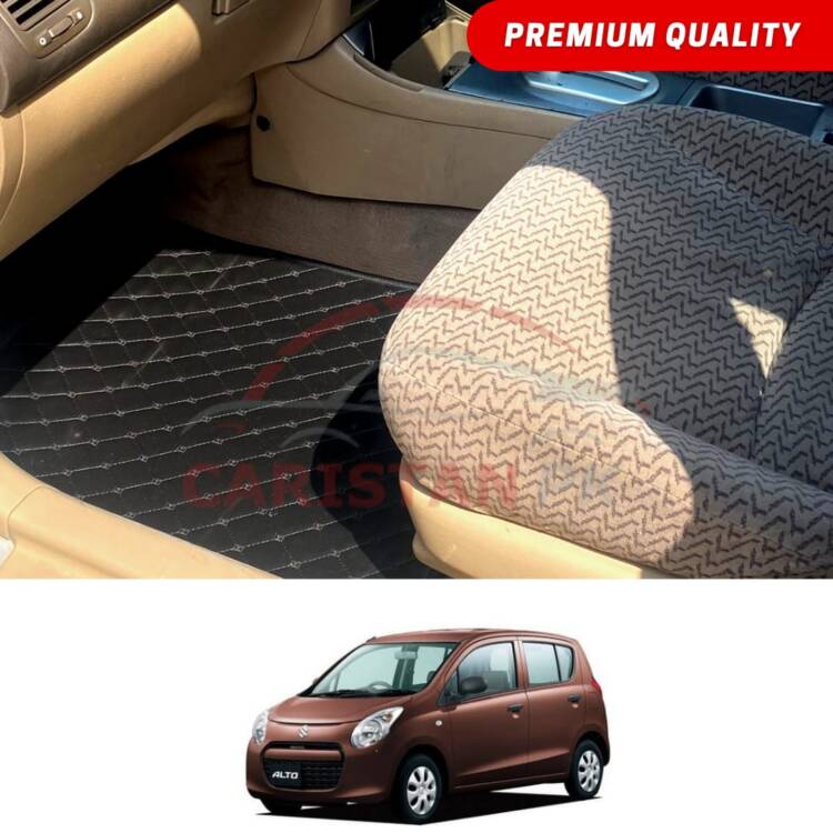 Suzuki Alto JDM Flat Style 7D Floor Mats Black 2010-14