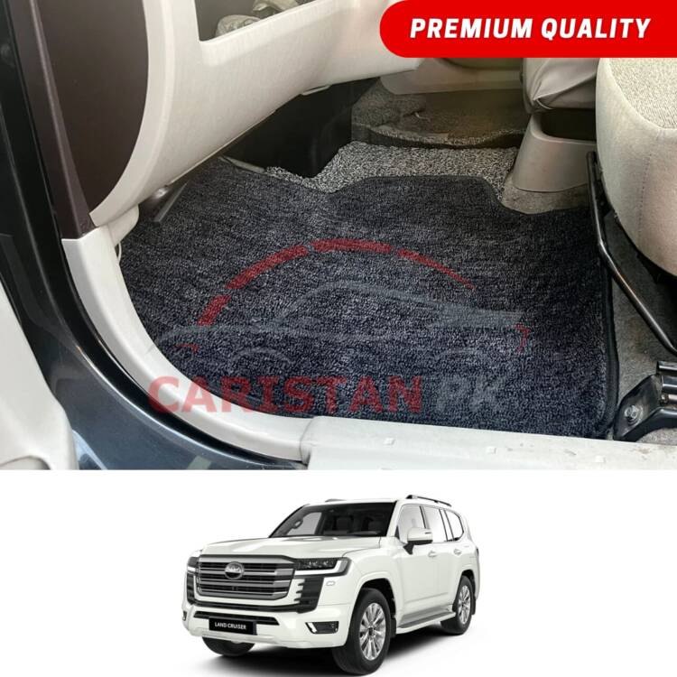 Toyota Land Cruiser Premium Carpet Floor Mats Black Grey 2022-24