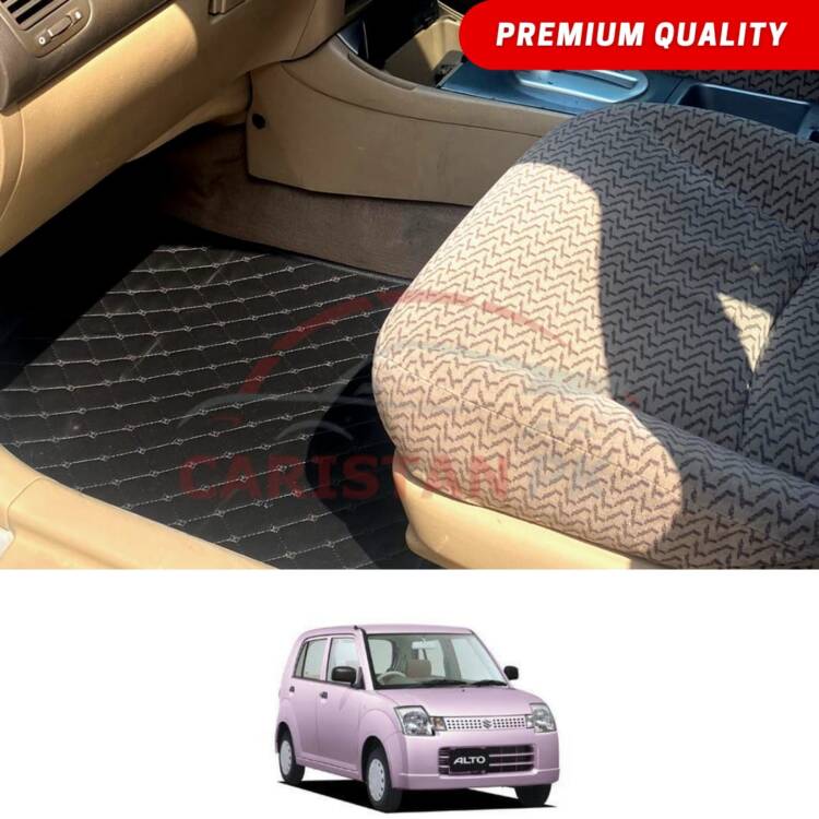 Suzuki Alto JDM Flat Style 7D Floor Mats Black 2005-09