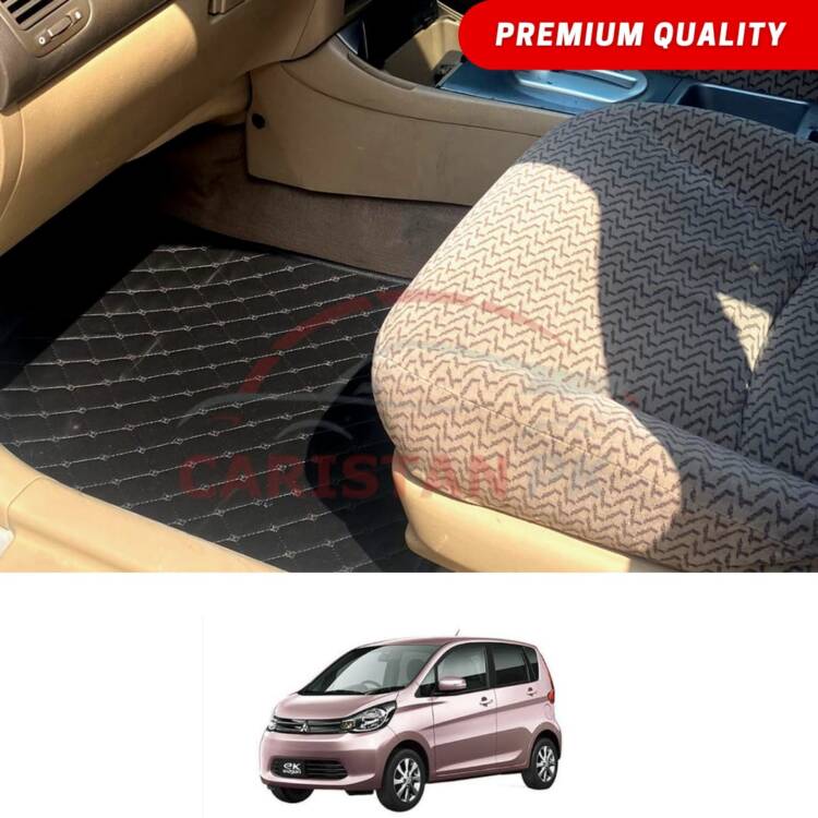 Mitsubishi EK Wagon Flat Style 7D Floor Mats Black 2014-18