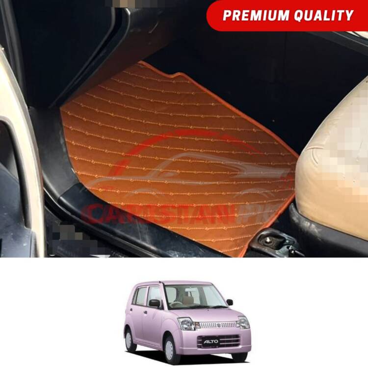 Suzuki Alto JDM Flat Style 7D Floor Mats Royal Orange 2005-09