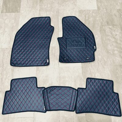Toyota Corolla Cross Flat Style 7D Floor Mats Black With Red Stitch 3