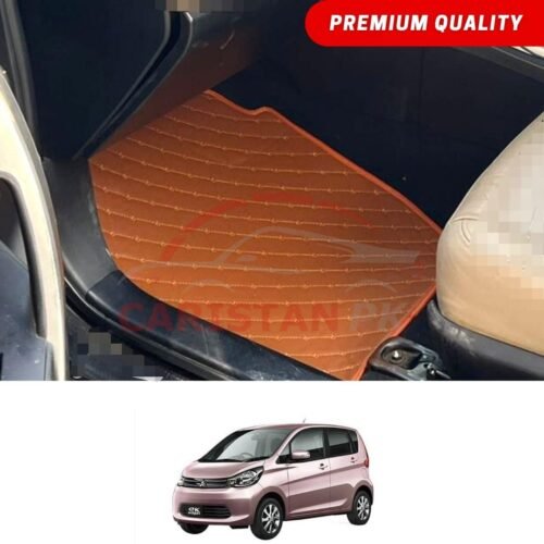Mitsubishi EK Wagon Flat Style 7D Floor Mats Royal Orange 2014-18
