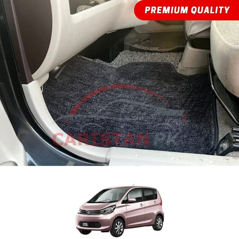 Mitsubishi EK Wagon Premium Carpet Floor Mats Black Grey 2014-18 Mitsubishi EK Wagon Premium Carpet Floor Mats Black Grey 2014-18