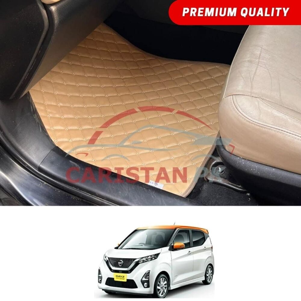 Nissan Dayz Flat Style 7D Floor Mats Beige Stitch 2019-24 Nissan Dayz Flat Style 7D Floor Mats Beige Stitch 2019-24
