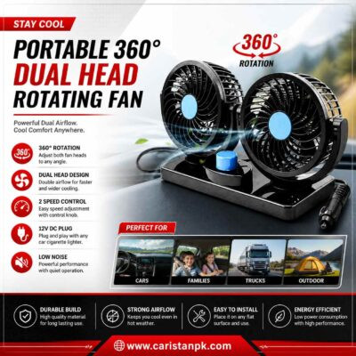 Portable 360° Dual Head Rotating Fan