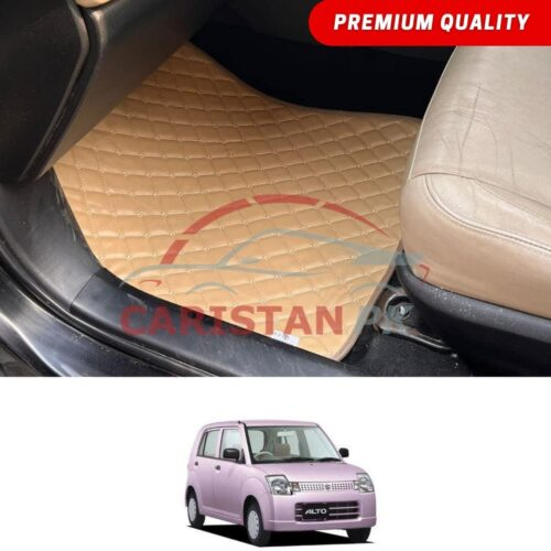 Suzuki Alto JDM Flat Style 7D Floor Mats Beige Stitch 2005-09