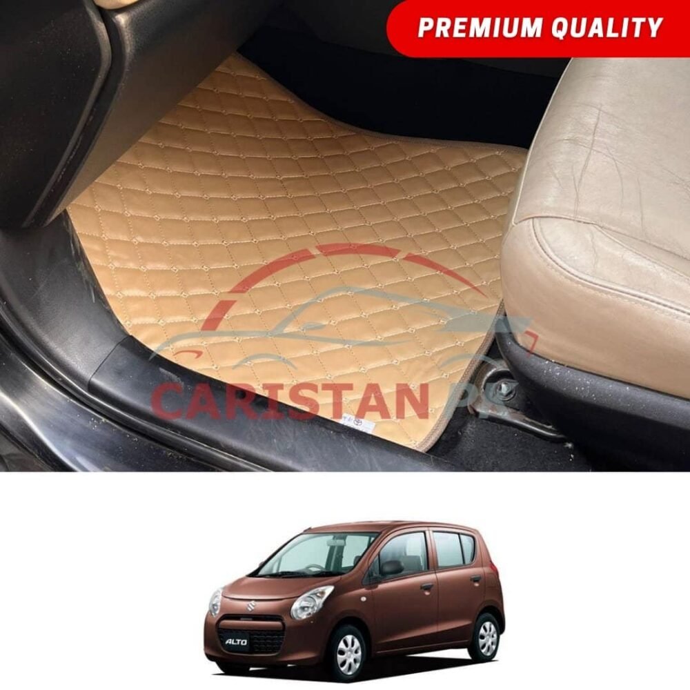 Suzuki Alto JDM Flat Style 7D Floor Mats Beige Stitch 2010-14