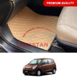 Suzuki Alto JDM Flat Style 7D Floor Mats Beige Stitch 2010-14