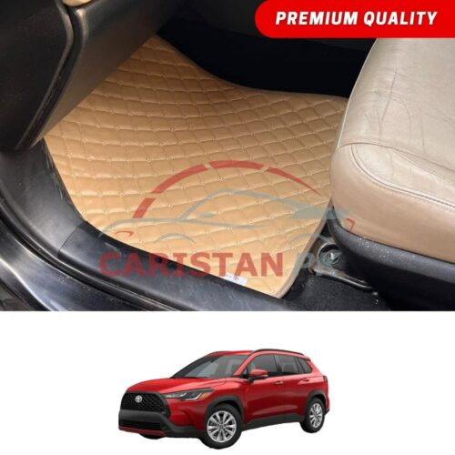 Toyota Corolla Cross Flat Style 7D Floor Mats Beige Stitch