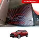 Toyota Corolla Cross Flat Style 7D Floor Mats Black With Red Stitch