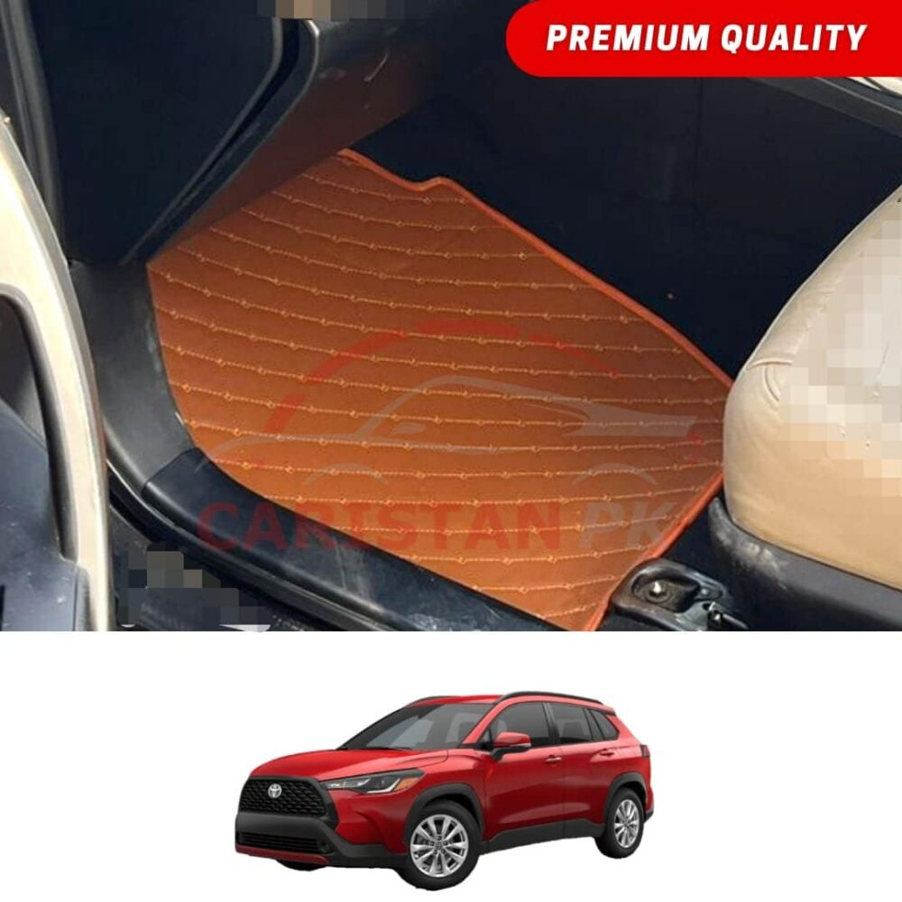 Toyota Corolla Cross Flat Style 7D Floor Mats Royal Orange Toyota Corolla Cross Flat Style 7D Floor Mats Royal Orange