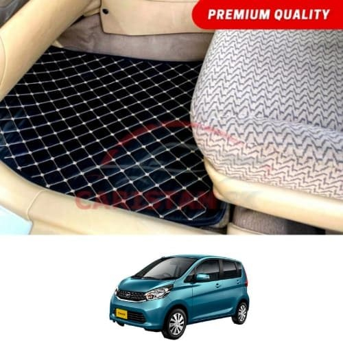 Nissan Dayz Flat Style 7D Floor Mats Black With Beige Stitch 2013-18