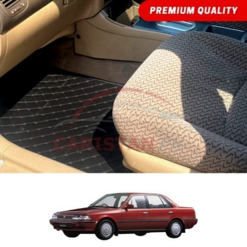 Toyota Corolla Flat Style 7D Floor Mats Black 1987-90
