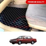Toyota Corolla Flat Style 7D Floor Mats Black With Beige Stitch 1987-90