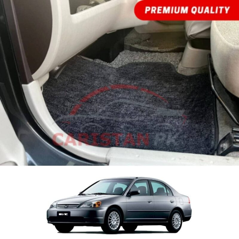 Honda Civic Premium Carpet Floor Mats Black Grey 2001-05 Honda Civic Premium Carpet Floor Mats Black Grey 2001-05