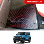 Suzuki Jimny Flat Style 7D Floor Mats Black With Red Stitch