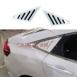 Honda Civic Quarter Glass Evo Louver Cover Vent Set White 2016-21 2 Honda Civic Quarter Glass Evo Louver Cover Vent Set White 2016-21 2